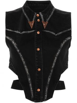 Τζιν γιλέκο Versace Jeans Couture μαύρο