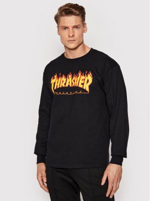 Marškinėliai ilgomis rankovėmis ilgomis rankovėmis Thrasher juoda