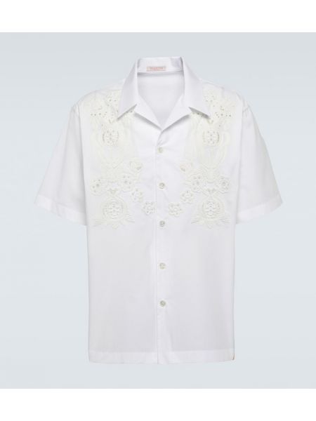 Chemise brodée en coton Valentino blanc