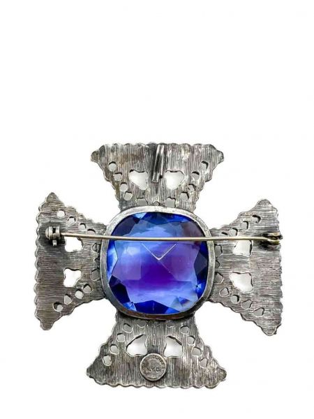 Brosche mit kristallen Jennifer Gibson Jewellery blau