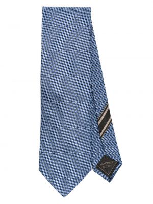 Cravată de mătase cu imprimeu geometric din jacard Brioni albastru