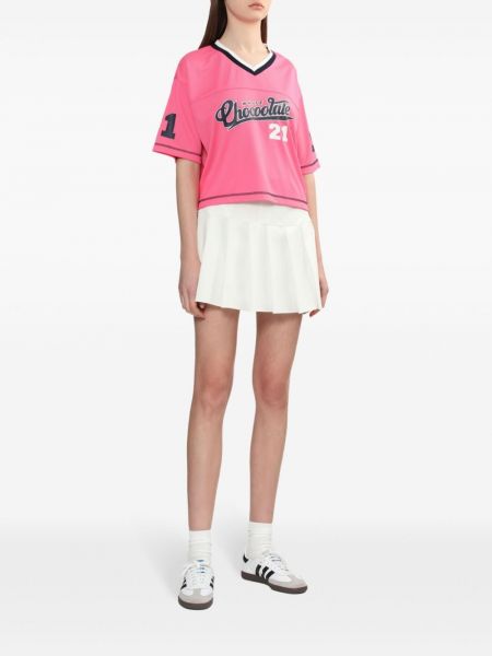 T-shirt mit print mit v-ausschnitt Chocoolate pink