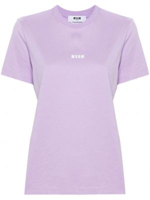 Bavlnené tričko s potlačou Msgm fialová