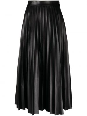 Plisovaná kožená sukňa Mm6 Maison Margiela čierna