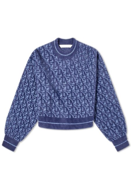 Жаккардовый свитер Palm Angels синий