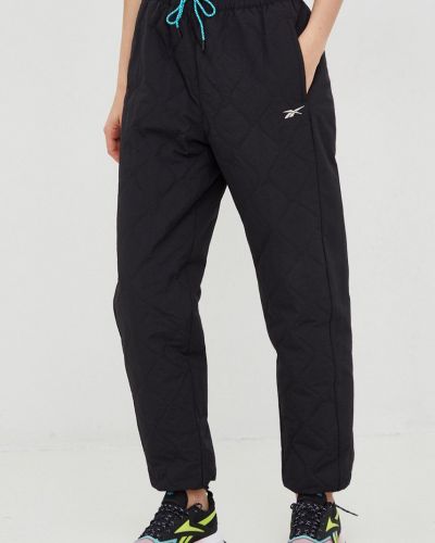 Reebok pantaloni sport Thermowarm + Graphene femei, culoarea negru, neted