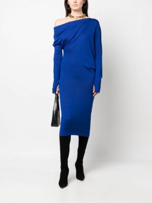 Drapované midi šaty Tom Ford modré