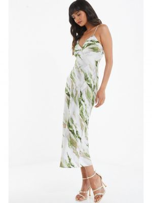 Атласное платье в бельевом стиле с принтом с абстрактным узором Quiz зеленое