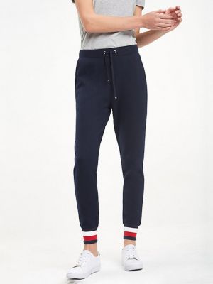 Pantaloni sport cu dungi Tommy Hilfiger albastru