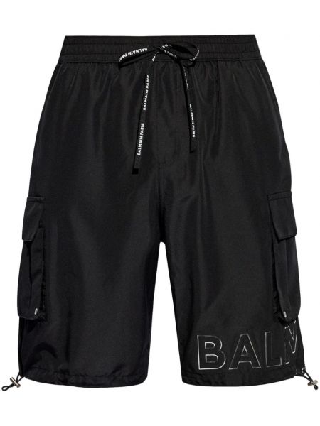 Pantaloni scurți cu imagine Balmain negru