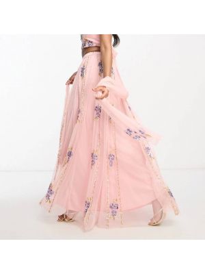 Длинная юбка в цветочек Maya розовая