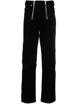 Ravne hlače iz rebrastega žameta z zadrgo Gmbh črna