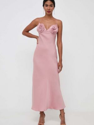 Różowa sukienka długa Bardot