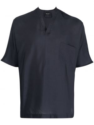 Krekls ar v veida izgriezumu Giorgio Armani zils