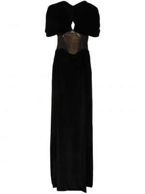 Zamatové večerné šaty Rhea Costa čierna