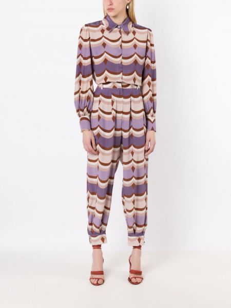 Pantalon à imprimé plissé Adriana Degreas violet
