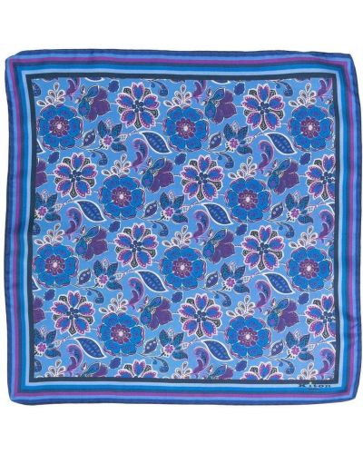 Pañuelo de flores con bolsillos Kiton azul