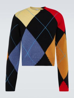 Аргайл кашмирен пуловер Loewe черно