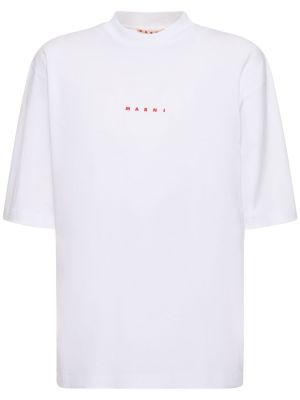 Βαμβακερή μπλούζα από ζέρσεϋ Marni λευκό