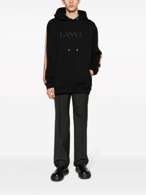 Bluza z kapturem bawełniana koronkowa Lanvin czarna