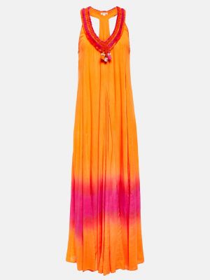 Оранжевое длинное платье Poupette St Barth