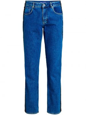 Blugi drepți cu talie joasă cu dungi Karl Lagerfeld Jeans albastru