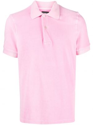 Medvilninis polo marškinėliai Tom Ford rožinė