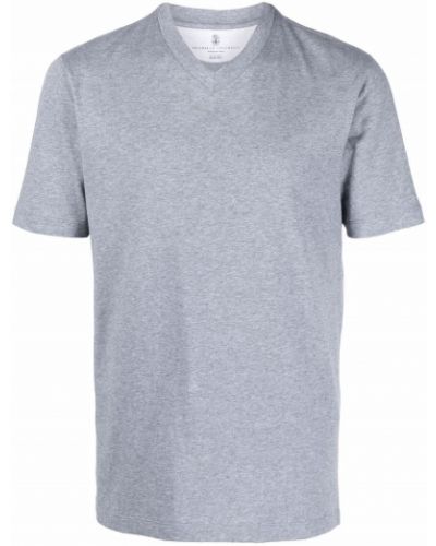 Figurbetonte t-shirt mit v-ausschnitt Brunello Cucinelli grau