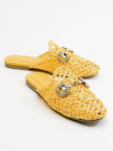 Pletené kožené domáce papuče Luvishoes žltá