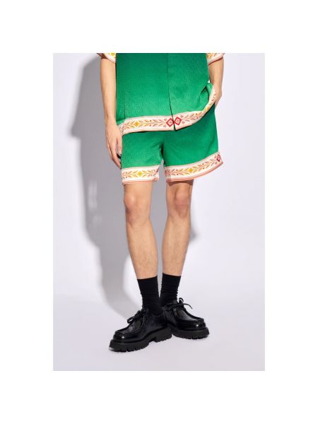 Pantalones cortos de seda con estampado Casablanca verde