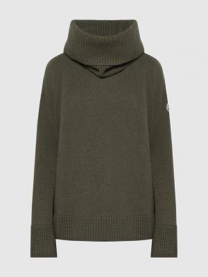 Шерстяной свитер свободного кроя Moncler зеленый