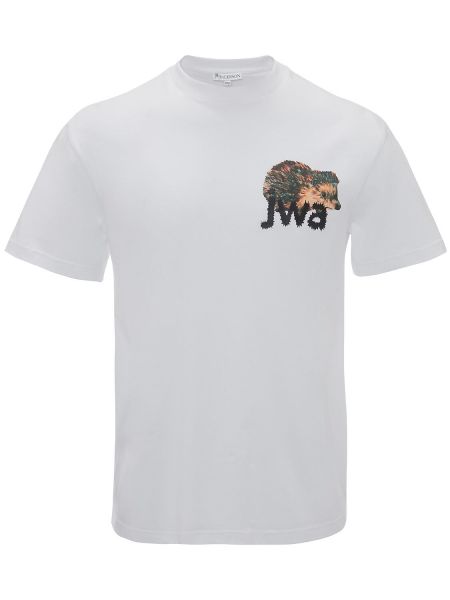 T-shirt i bomull i jersey Jw Anderson vit