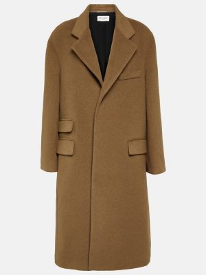 Oversized μάλλινο παλτό Saint Laurent μπεζ