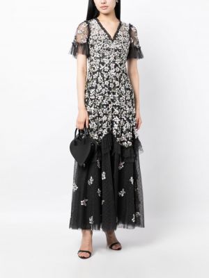 Sukienka koktajlowa z cekinami z dekoltem w serek Needle & Thread czarna