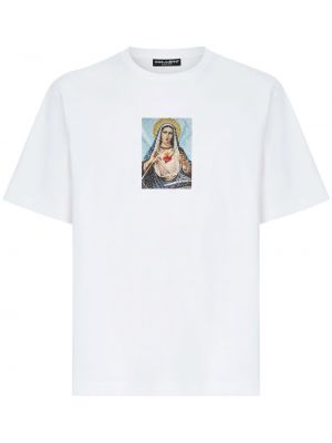 Bombažna majica s potiskom Dolce & Gabbana bela