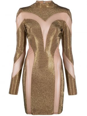 Коктейлна рокля с кристали Philipp Plein златисто