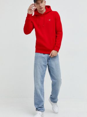 Bluza z kapturem Tommy Jeans czerwona
