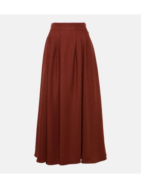Falda larga de lino Loro Piana rojo