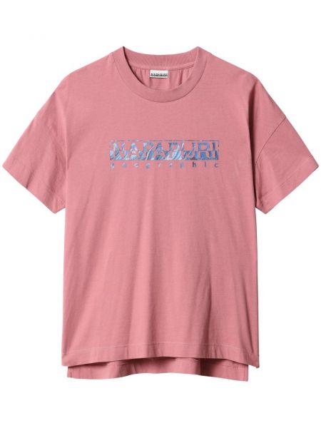 Koszulka z nadrukiem Napapijri różowa
