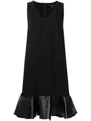 Viskózové šaty s volány bez rukávů na zip Louis Vuitton - černá