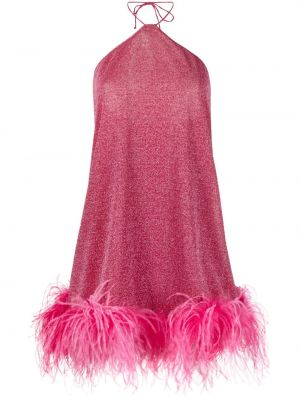 Коктейлна рокля с пера Oséree розово