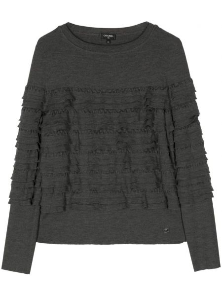 Sweter wełniany z falbankami Chanel Pre-owned