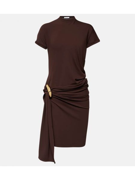 Mini vestido de tela jersey drapeado Ferragamo marrón