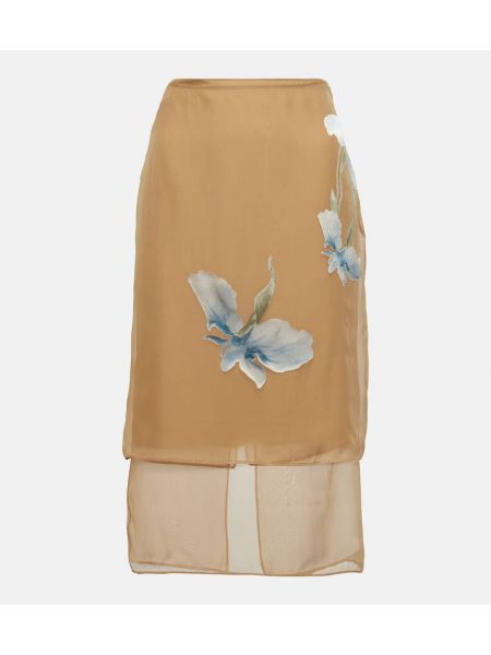 Kvetinová saténová midi sukňa Givenchy