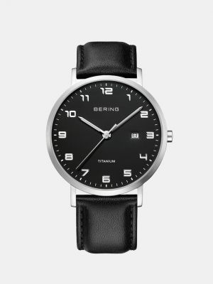 Кожаные часы Bering черные