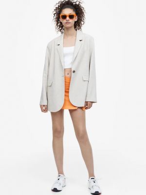 Льняная юбка с разрезом H&m оранжевая