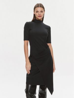 Rochie slim fit din jerseu asimetrică Calvin Klein negru