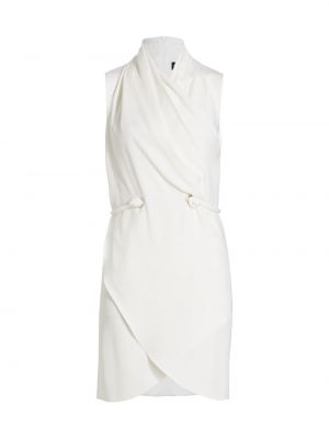 Мини-платье из основного шелкового жоржета с напуском Giorgio Armani белый