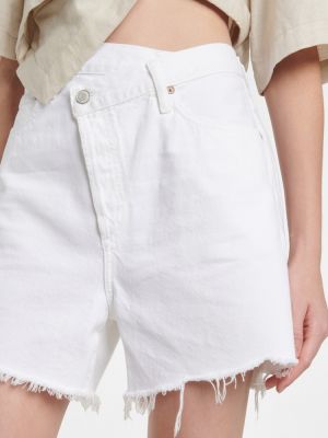 Pantaloni scurți din denim asimetrice Agolde alb