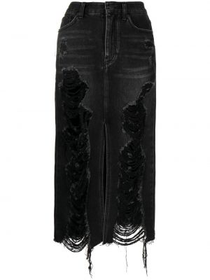 Obnosená džínsová sukňa Goen.j čierna